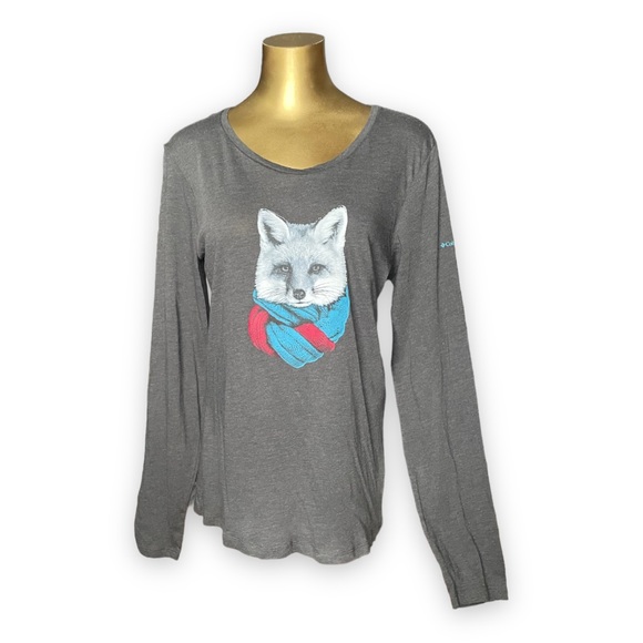 Columbia Little Foxy Long Sleeve Tee Shirt Winter Fox Graphic Base Layer Top - Picture 1 of 5